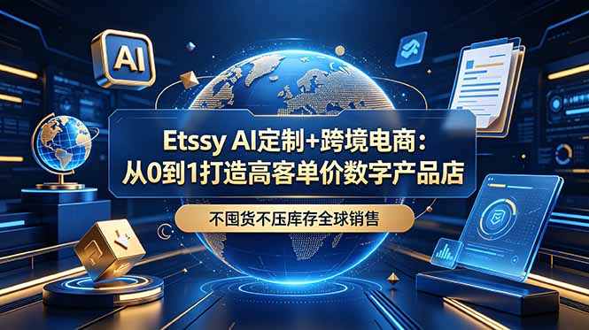 Etsy AI定制+跨境电商：从0到1打造高客单价数字产品店，不囤货不压库存全球销售-百货大全