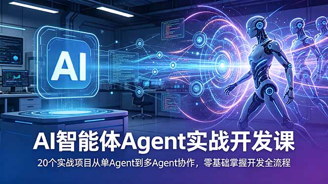 AI智能体Agent实战开发课：20个实战项目从单Agent到多Agent协作，零基础掌握开发全流程-百货大全