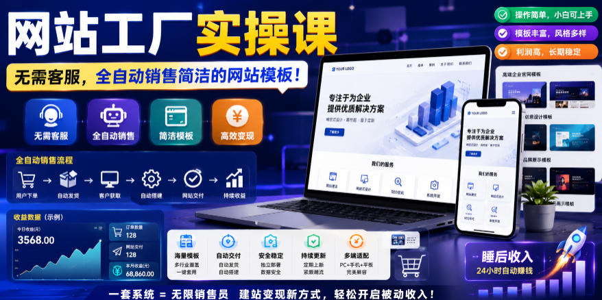 网站工厂实操课，无需客服，网站模板自动赚钱！【原创双语字幕】-百货大全