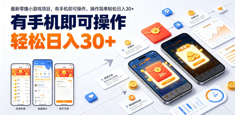 最新零撸小游戏项目，有手机即可操作，操作简单轻松日入30+-百货大全