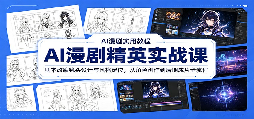 AI漫剧精英实战课：剧本改编镜头设计与风格定位，从角色创作到后期成片全流程-百货大全