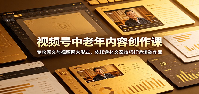 视频号中老年内容创作课：专攻图文与视频两大形式，依托选材文案技巧打造爆款作品-百货大全