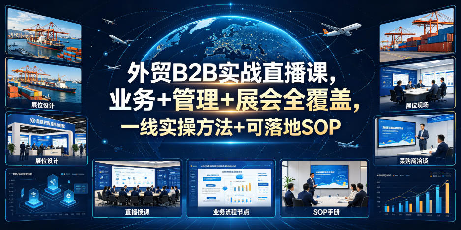 外贸B2B实战直播课，业务+管理+展会全覆盖，一线实操方法+可落地SOP-百货大全
