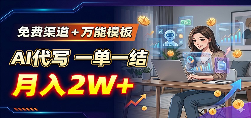 免费渠道+万能模板,AI代写一单一结,月入2W+-百货大全