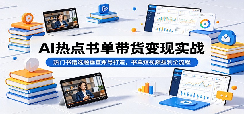AI热点书单带货变现实战：热门书籍选题垂直账号打造，书单短视频盈利全流程-百货大全