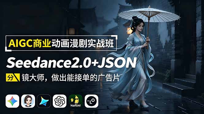 AIGC商业动画漫剧实战班：Seedance2.0+JSON分镜大师，做出能接单的广告片-百货大全