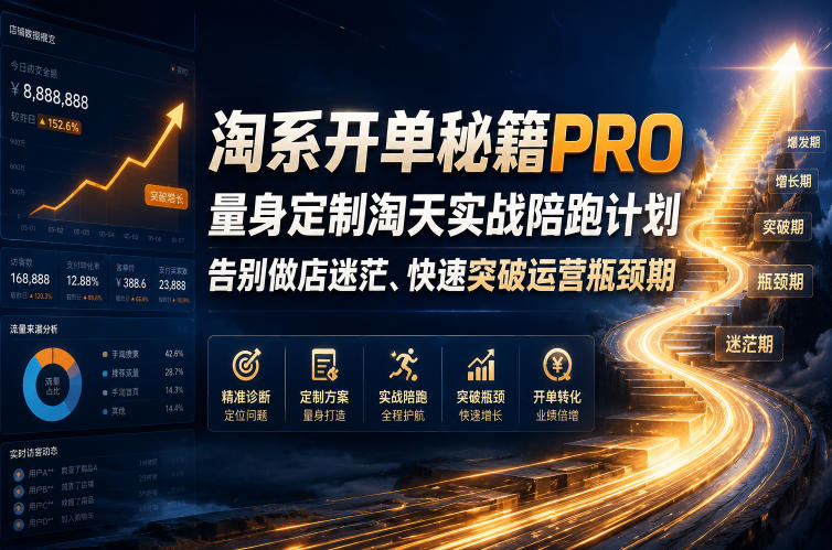淘系开单秘籍PRO，量身定制淘天实战陪跑计划，告别做店迷茫、快速突破运营瓶颈期(2026年6月11)-百货大全