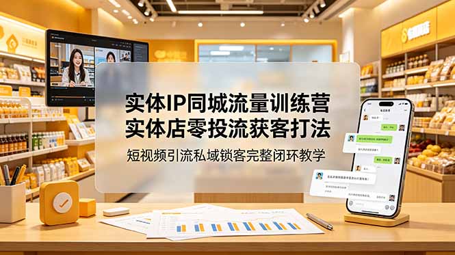 实体IP同城流量训练营：实体店零投流获客打法，短视频引流私域锁客完整闭环教学-百货大全