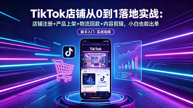 TikTok店铺从0到1落地实战：店铺注册+产品上架+物流回款+内容剪辑，小白也能出单-百货大全