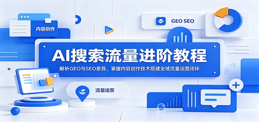 AI搜索流量进阶教程：解析GEO与SEO差异，掌握内容创作技术搭建全域流量运营闭环-百货大全