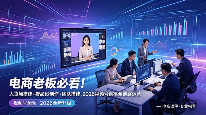 电商老板必看！人货场搭建+排品设计+素材创作+团队搭建，2026视频号直播全链路运营-百货大全