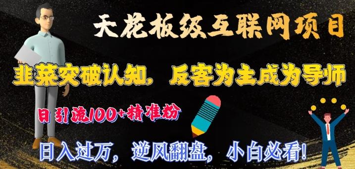 天花板级互联网项目,韭菜突破认知,反客为主成为导师,日引流100+精准粉