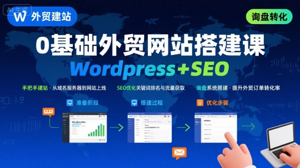 WordPress外贸建站+SEO优化课程，手把手教你从0到1搭建可获得询盘的外贸网站-百货大全