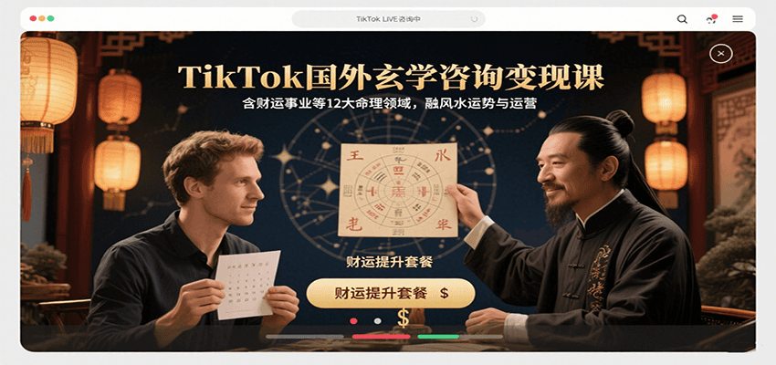 TikTok国外玄学咨询变现课，含财运事业等12大命理领域，融风水运势与运营-百货大全