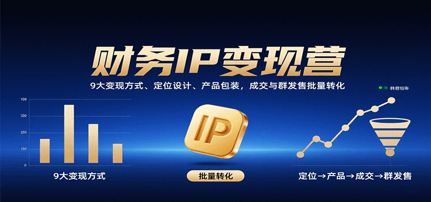 财务IP变现营：9大变现方式、定位设计、产品包装，成交与群发售批量转化-百货大全