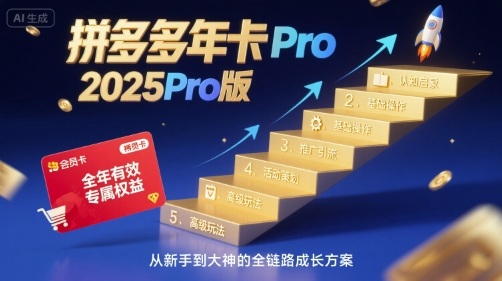拼多多年卡2025Pro版，五大板块从认知到基础、从推广到活动、从活动到玩法-百货大全