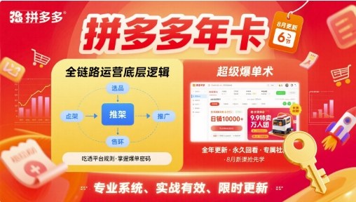 拼多多年卡【8月更新6节】拼多多全链路运营底层逻辑，超级爆单术-百货大全