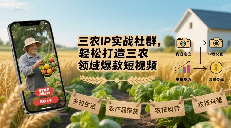 三农IP实战社群,轻松打造三农领域爆款短视频