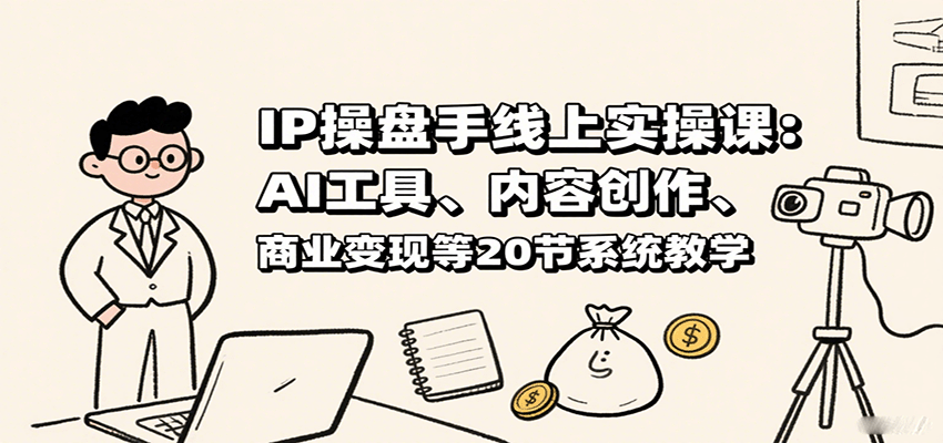 IP操盘手线上实操课：AI工具、内容创作、商业变现等20节系统教学-百货大全
