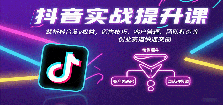 抖音实战提升课：解析抖音蓝v权益，销售技巧、客户管理、团队打造等创业赛道快速突围-百货大全