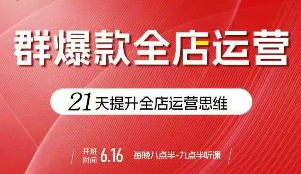 贾真电商群爆款全店运营,21天提升全店运营思维,起店、全店运营爆款不断