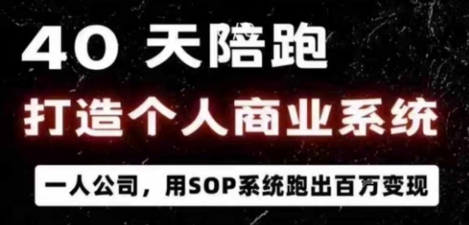 40天陪跑打造个人商业系统,一人公司,用SOP系统跑出百W变现-百货大全