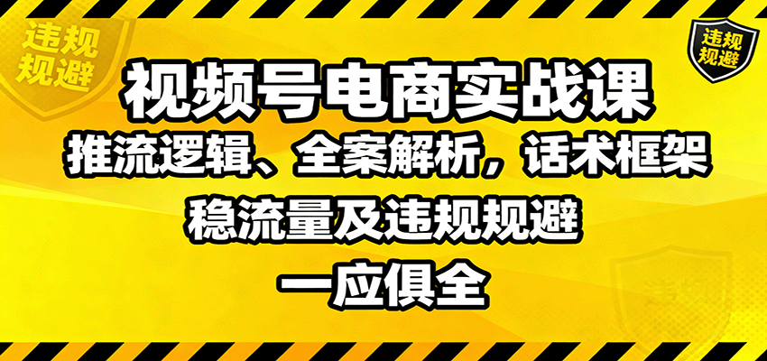 视频号电商实战课：推流逻辑、全案解析，话术框架，稳流量及违规规避等-百货大全