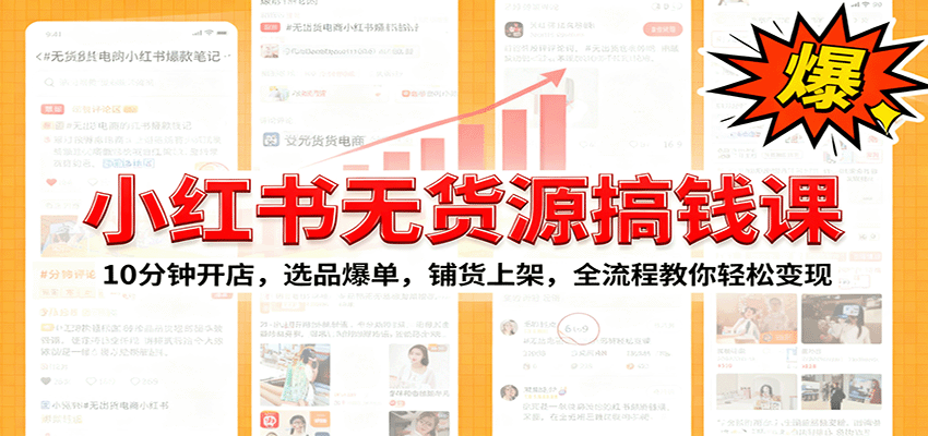 小红书无货源爆单课：10分钟开店，选品爆单，铺货上架，全流程教你轻松变现-百货大全