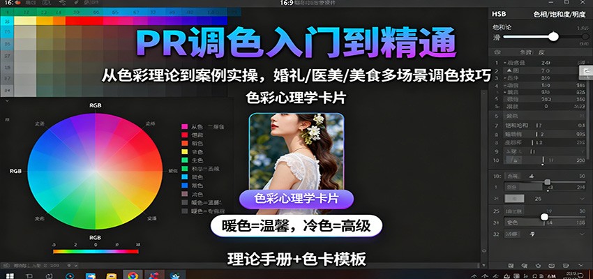 PR调色入门到精通：从色彩理论到案例实操，婚礼/医美/美食多场景调色技巧-百货大全