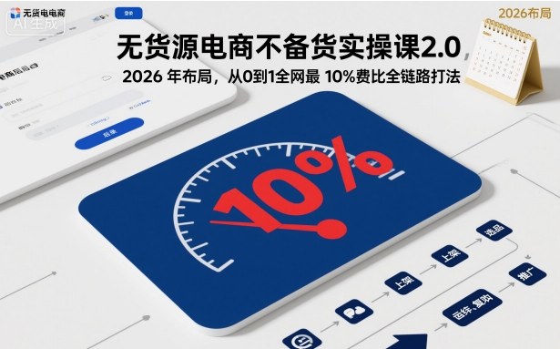 无货源电商不备货实操课2.0，2026年布局，从0到1全网最低10%费比全链路打法【更新中】-百货大全