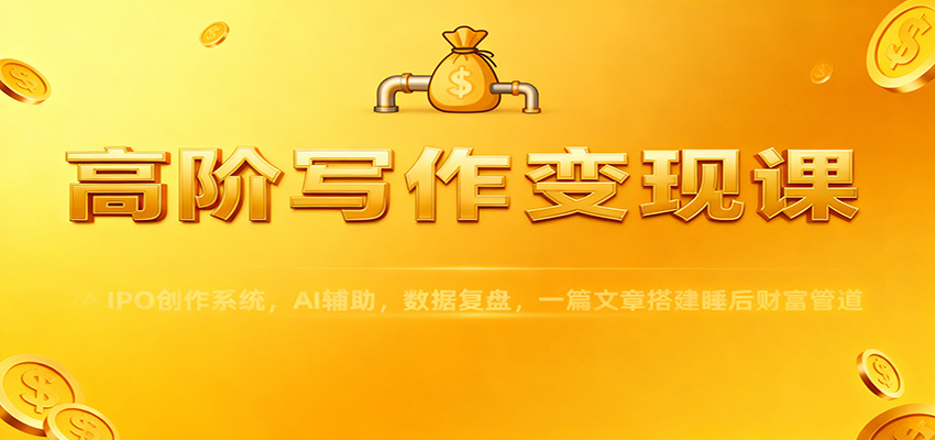 高阶写作变现课：IPO创作系统，AI辅助，数据复盘，一篇文章搭建睡后财富管道-百货大全