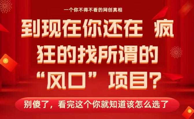 马上26年了，你还在找所谓的风口项目？别傻了，看完这个你全都懂了！【揭秘】-百货大全