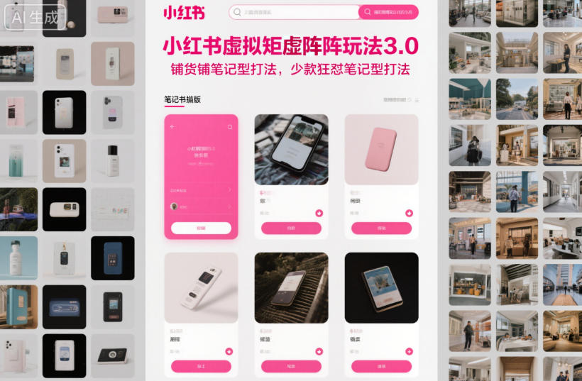 小红书虚拟矩阵玩法3.0，铺货铺笔记型打法，少款狂怼笔记型打法-百货大全