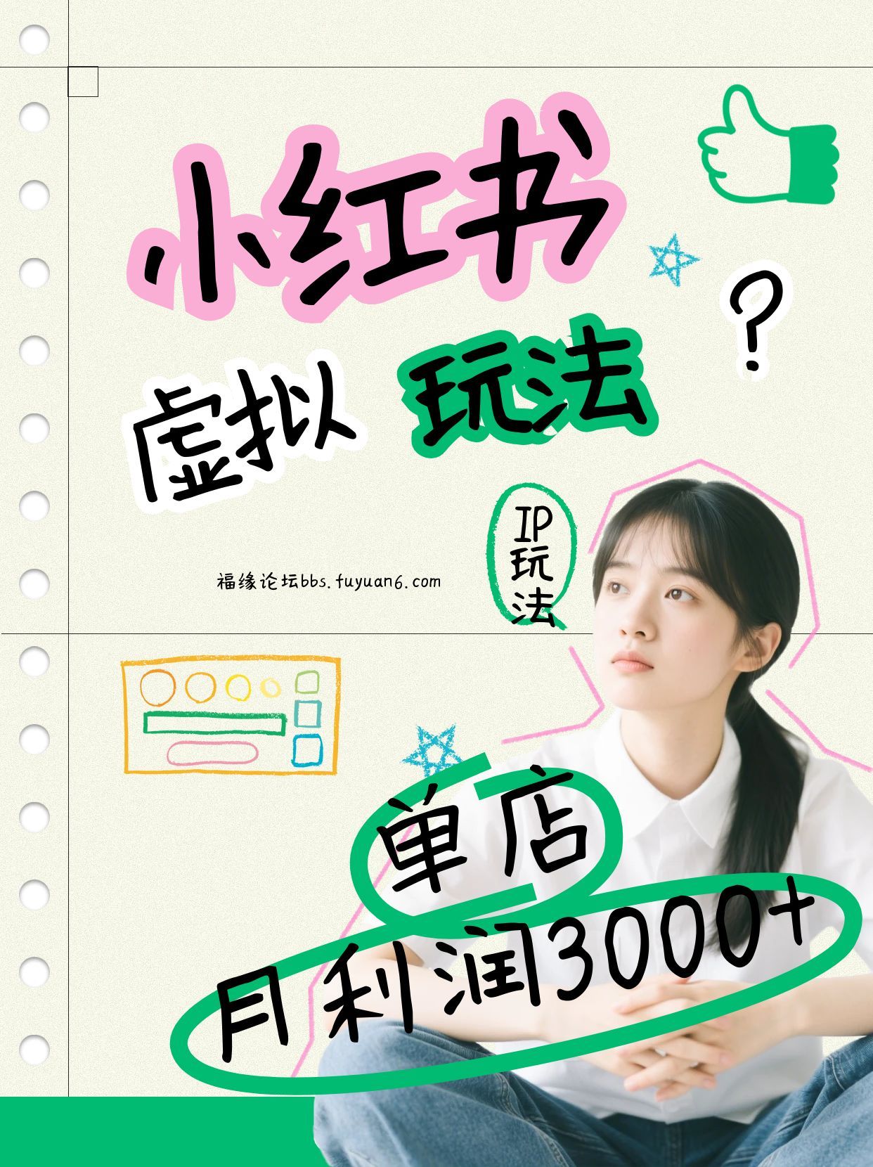 小红书虚拟玩法(铺货流和单品玩法)，单店月利润3000+，IP打法+原创商品(0违规)-百货大全