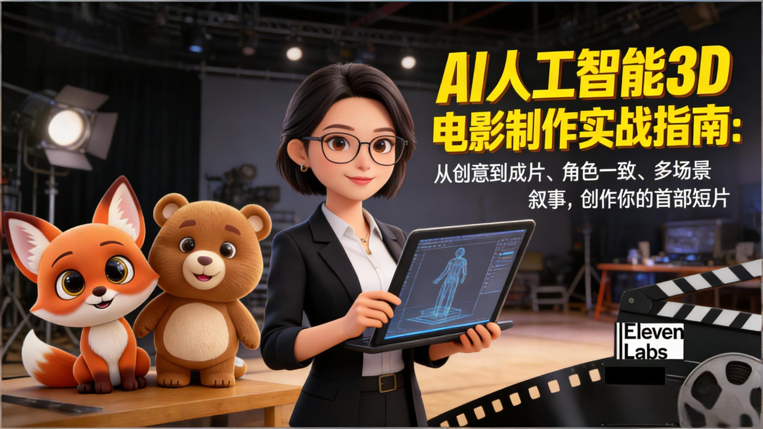AI人工智能3D电影制作实战指南:从创意到成片、角色一致、多场景叙事,创作你的首部短片-百货大全