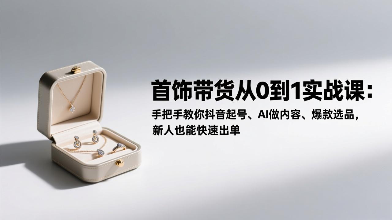 首饰带货从0到1实战课：手把手教你抖音起号、AI做内容、爆款选品，新人也能快速出单-百货大全