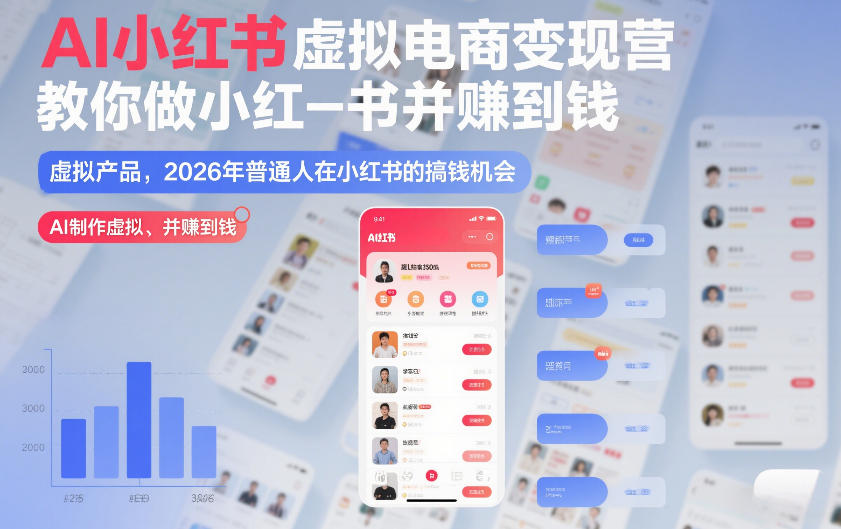 AI小红书虚拟电商变现营，教你做小红书并賺到钱，虚拟产品，2026年普通人在小红书的搞钱机会(更新中)-百货大全