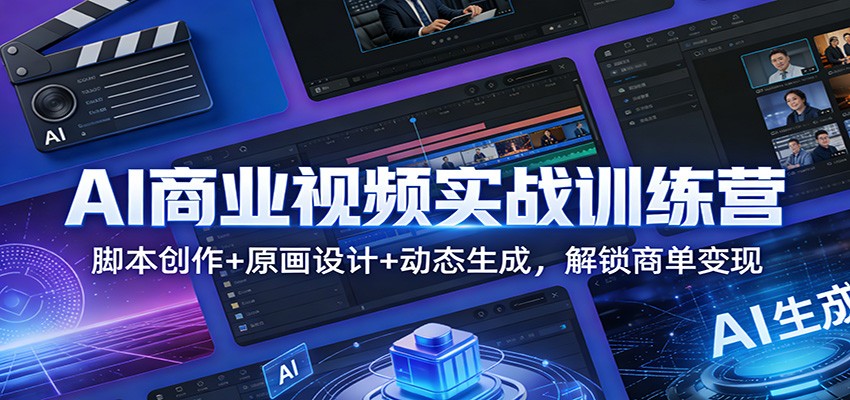 AI商业视频实战训练营：脚本创作+原画设计+动态生成，解锁商单变现-百货大全