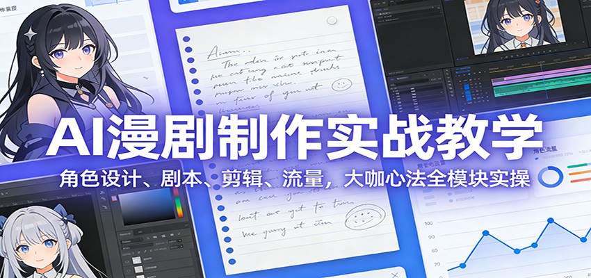 AI 漫剧制作实战教学：角色设计、剧本、剪辑、流量，大咖心法全模块实操-百货大全