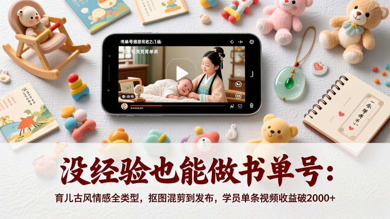 没经验也能做书单号:育儿古风情感全类型,抠图混剪到发布,学员单条视频收益破2000+-百货大全