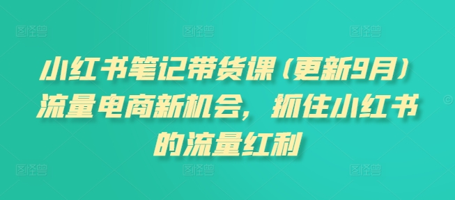 小红书笔记带货课(更新25年2月)流量电商新机会,抓住小红书的流量红利