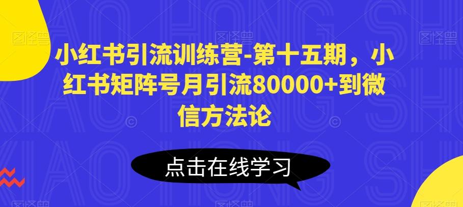 小红书引流训练营-第十五期，小红书矩阵号月引流80000+到微信方法论-百货大全
