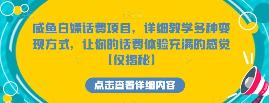 咸鱼白嫖话费项目，详细教学多种变现方式，让你的话费体验充满的感觉【仅揭秘】-百货大全