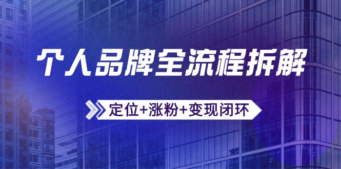 个人品牌全流程拆解：定位+涨粉+变现闭环，微信生态运营与资源整合-百货大全