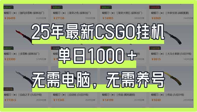 25年最新CSGO挂机系统，单日1000+，无需电脑，无需养号，0基础可上手-百货大全