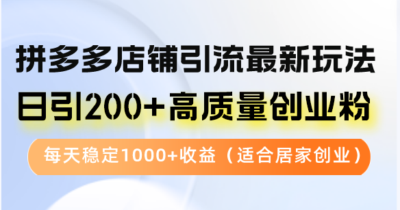 拼多多店铺引流最新玩法，日引200+高质量创业粉，每天稳定1000+收益(...-百货大全
