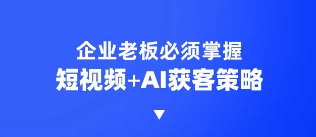 企业短视频AI获客霸屏流量课,6步短视频+AI突围法,3大霸屏抢客策略-百货大全