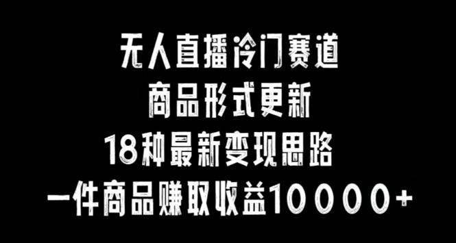 无人直播冷门赛道，商品形式更新，18种变现思路，一件商品赚取收益10000+【揭秘】-百货大全