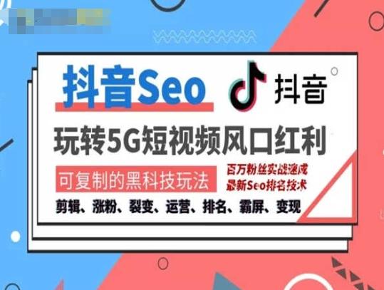 抖音SEO引流培训课程-抓住抖音风口，实现搜索排名，获取精准流量，快速成交变现-百货大全