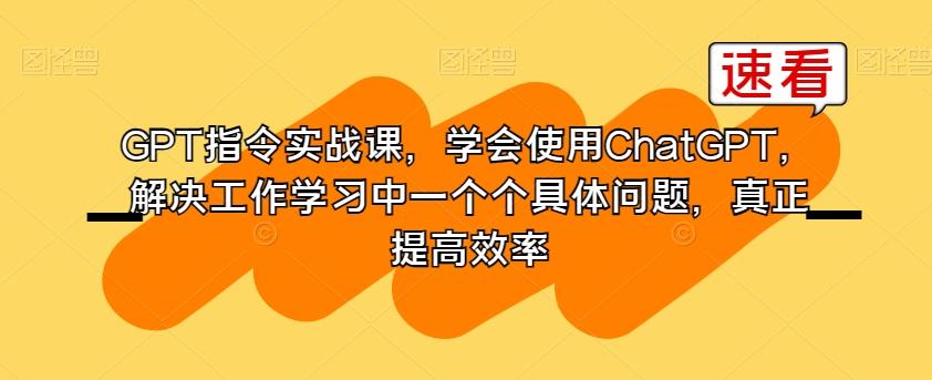 GPT指令实战课，学会使用ChatGPT，解决工作学习中一个个具体问题，真正提高效率-百货大全